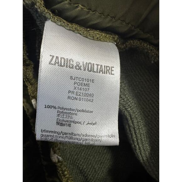 Zadig & Voltaire Kids Poeme Track Pants Khaki Green with Glitter Stripe Size 6-7 - Picture 5 of 6